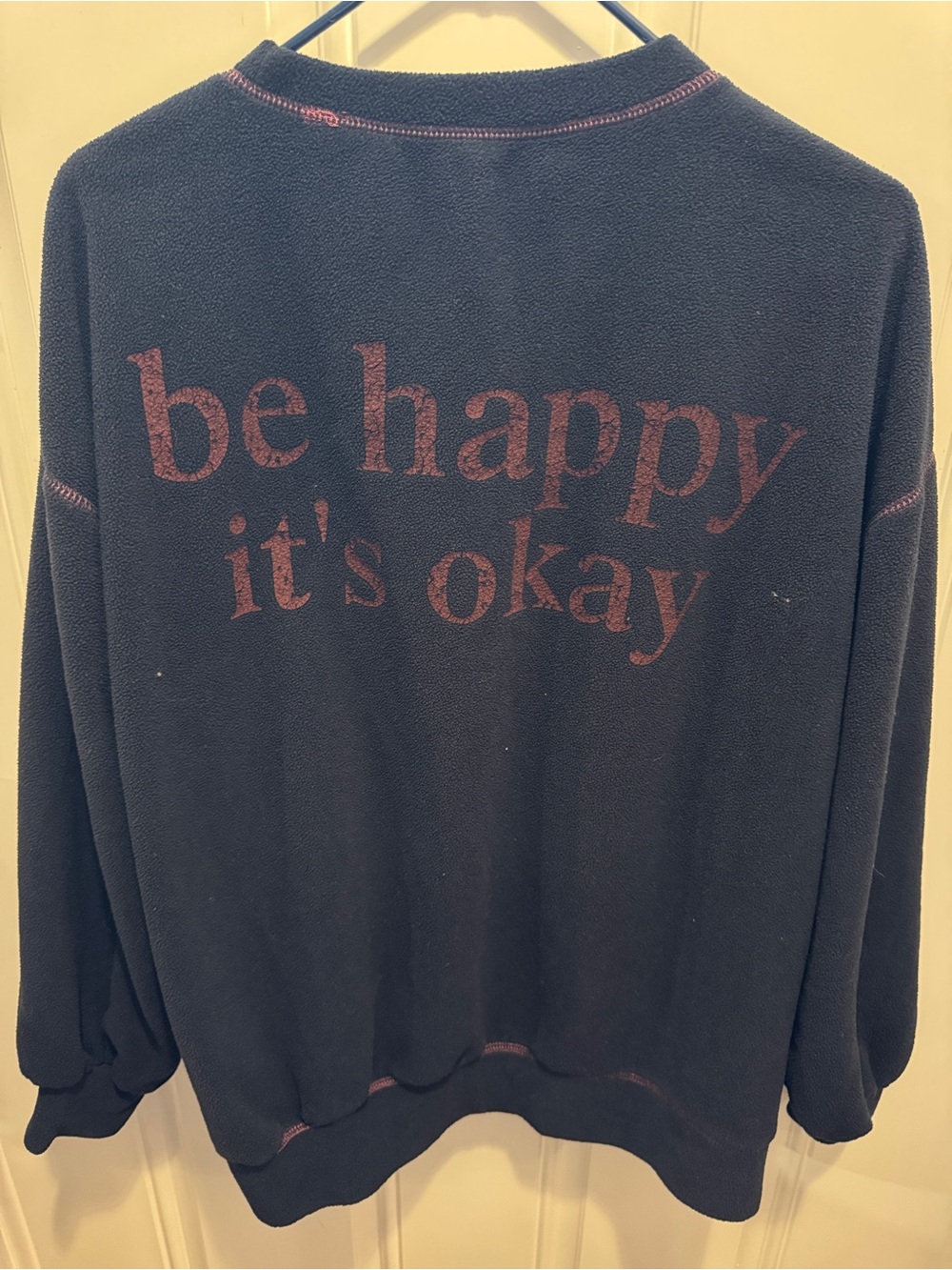 DAZY Kpop Slogan Graphic Drop Shoulder Fleece Oversized Sweatshirt Size M